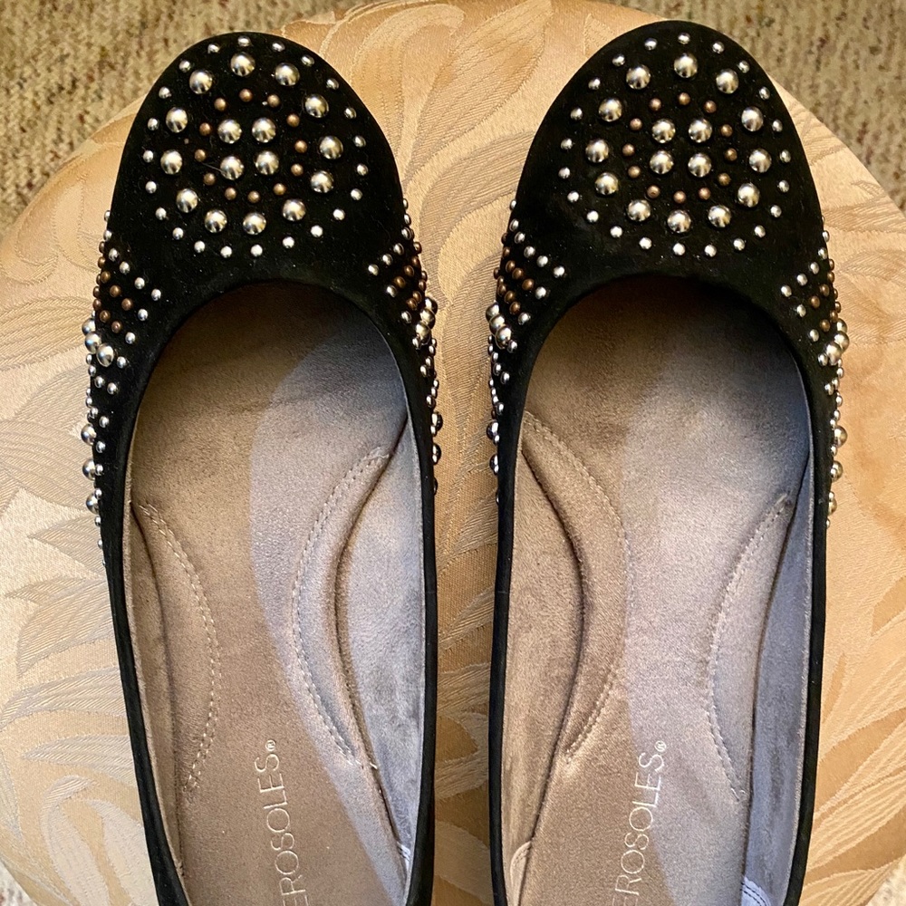 Aerosoles Black Suede Studded Flats - NWOB